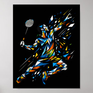 Polygon Art Badminton Player Shuttle Badmintoner Poster
