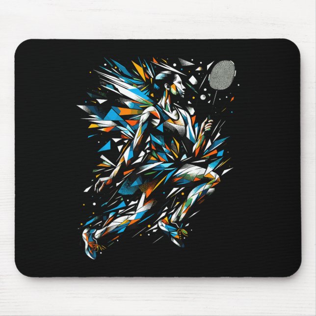 Polygon Art Badminton Player Shuttle Women Badmint Mouse Pad (Front)