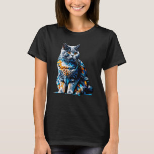 Polygon Art British Shorthair Cat British Blue T-Shirt