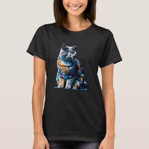 Polygon Art British Shorthair Cat British Blue T-Shirt