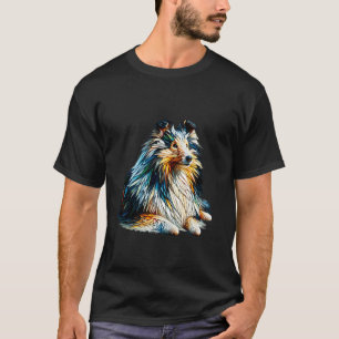 Polygon Art Shetland Sheepdog Sheltie T-Shirt