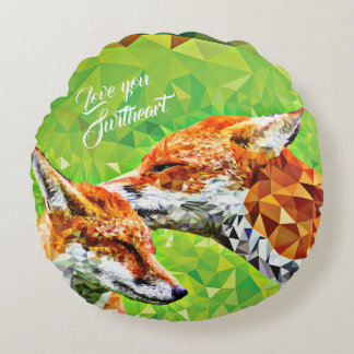 Polygon Fox Parent and Child Rounded Pillow
