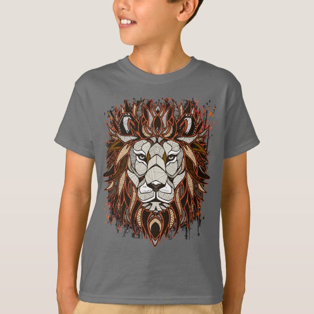 Polygon Lion | Colourful Drawing | Lion T-Shirt (Front)