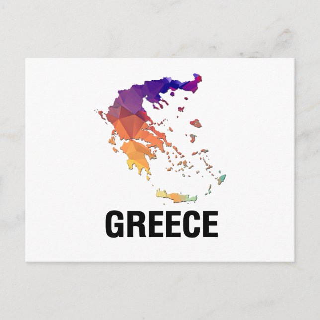 Polygon Mosaic Map of Greece Postcard (Front)