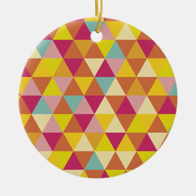 Polygon Multi colour Triangles in Geometrical Ceramic Tree Decoration (Front)