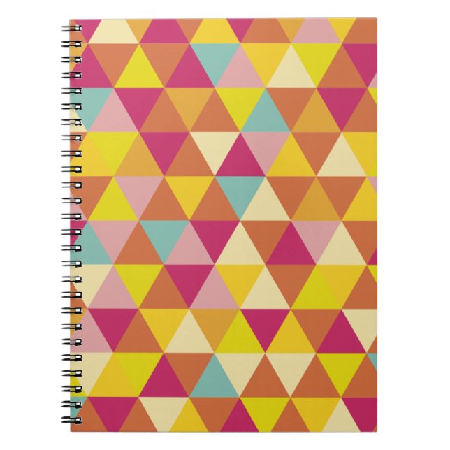 Polygon Multi colour Triangles in Geometrical Shap Spiral Notebook (Front)