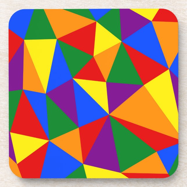 Polygon Rainbow Pattern Coaster (Front)