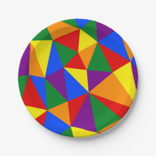Polygon Rainbow Pattern Paper Plate