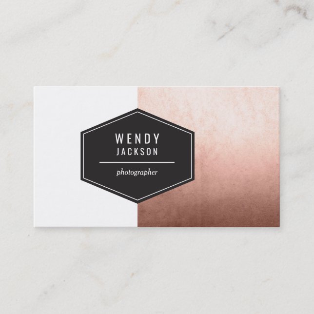 Polygon Rose Gold Business Card (Front)