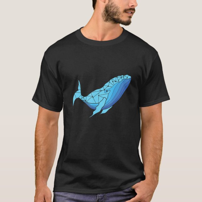Polygon Whale Dolphin Triangle Art T-Shirt (Front)