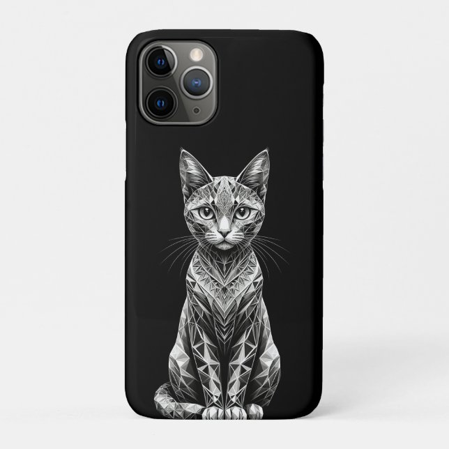 Polygonal Artwork of a Cat Showing Geometric Desig Case-Mate iPhone Case (Back)