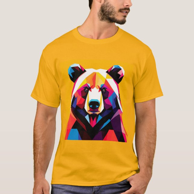Polygonal Bear with Abstract Style T-Shirt (Front)