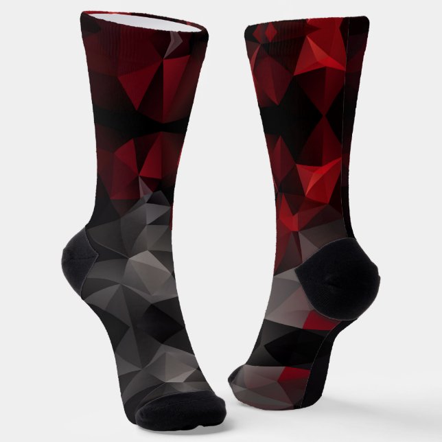 Polygonal , black and red  socks (Angled)