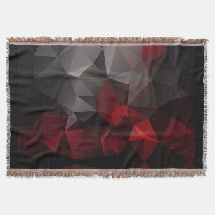 Polygonal , black and red throw blanket