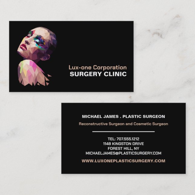 Polygonal Design, Plastic Surgeon, Plastic Surgery Business Card (Front/Back)