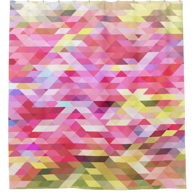 Polygonal digital, pink abstract vintage. shower curtain (Front)