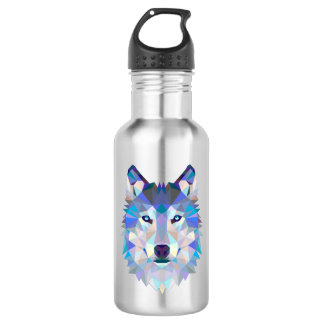 Polygonal geometric wolf head 532 ml water bottle
