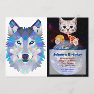 Polygonal geometric wolf head invitation