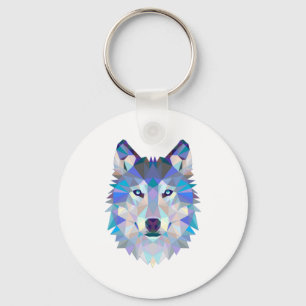 Polygonal geometric wolf head key ring