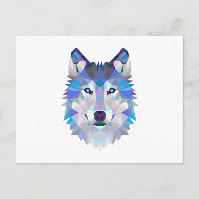 Polygonal geometric wolf head postcard (Front)