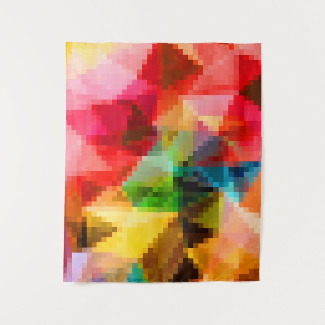 Polygonal geometrical pixel square blurred bright tapestry (Front)