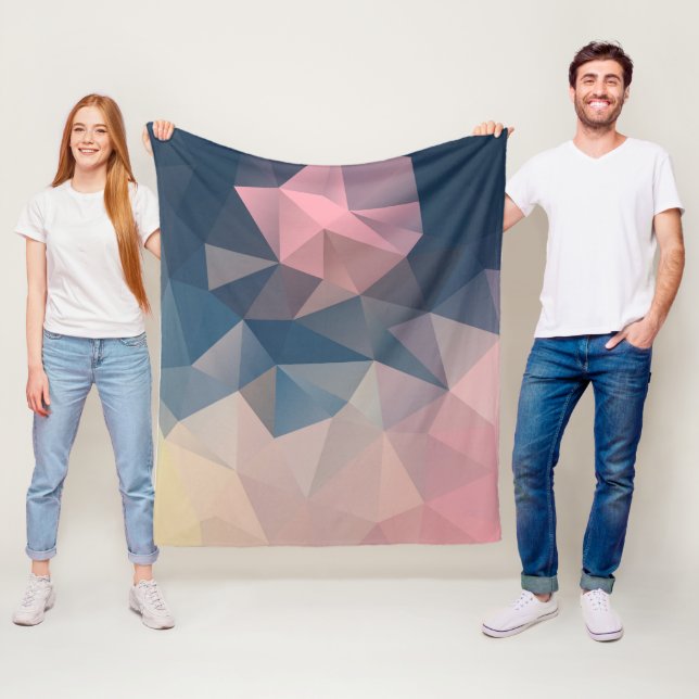 Polygonal geometrical triangles bright colourful c fleece blanket (In Situ)