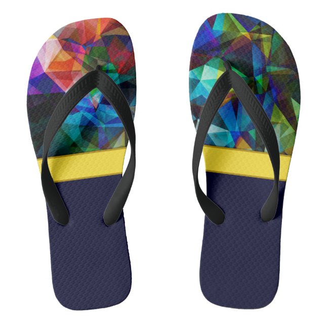 Polygonal geometrical triangles bright colourful c jandals (Footbed)