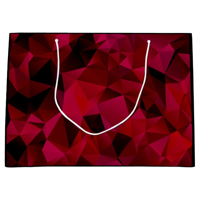 Polygonal geometrical triangles red print large gift bag (Front)
