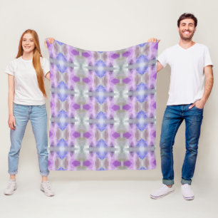 Polygonal geometrical violet purple blue pixel squ fleece blanket