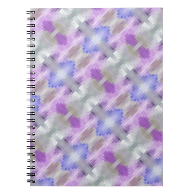 Polygonal geometrical violet purple blue pixel squ notebook (Front)