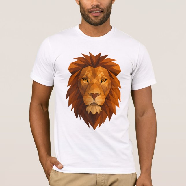 Polygonal Lion Head – Geometric Power Design for M T-Shirt (Front)