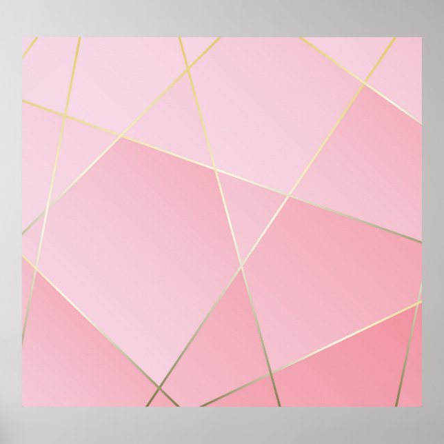 Polygonal Luxury: Golden-Pink Vintage Design. Poster (Front)