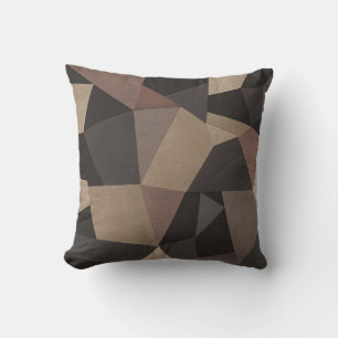 Polygonal triangles geometrical print brown colour cushion