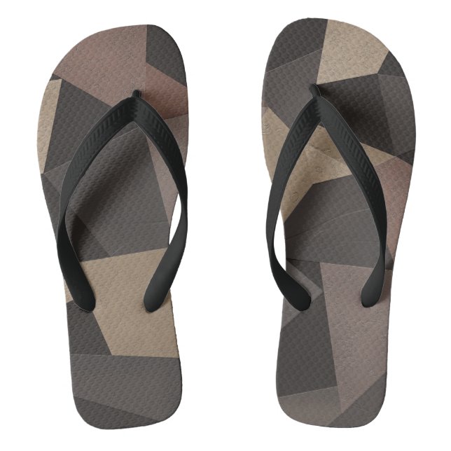 Polygonal triangles geometrical print brown colour jandals (Footbed)