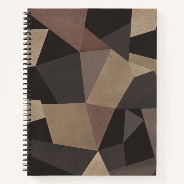 Polygonal triangles geometrical print brown colour notebook (Front)