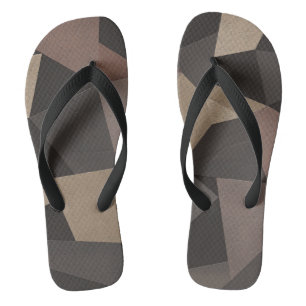 Polygonal triangles geometrical print brown jandals