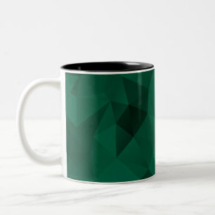 Polygonal triangles geometrical print green colour Two-Tone coffee mug