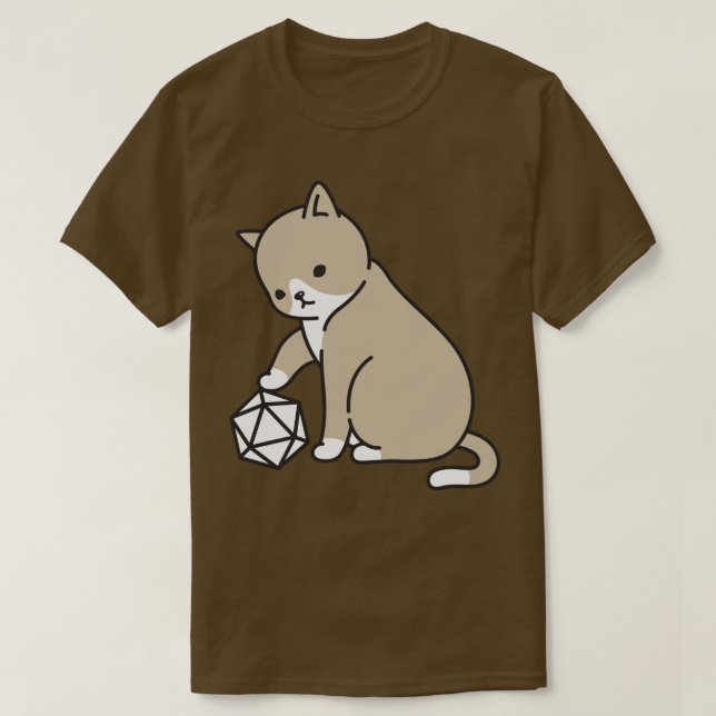 Polyhedral D20 Dice and Cats T-Shirt (Design Front)