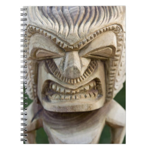 Polynesia, Kingdom of Tonga. Close-up of tiki Spiral Notebook