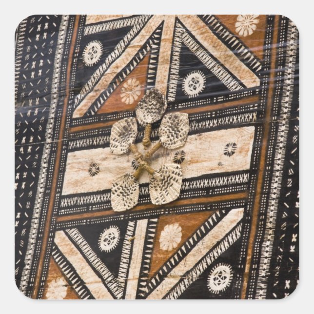 Polynesia, Kingdom of Tonga. Detail of tapa Square Sticker (Front)