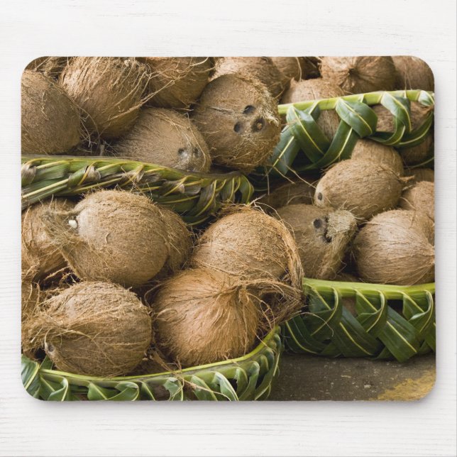 Polynesia, Kingdom of Tonga. Display of coconuts Mouse Pad (Front)
