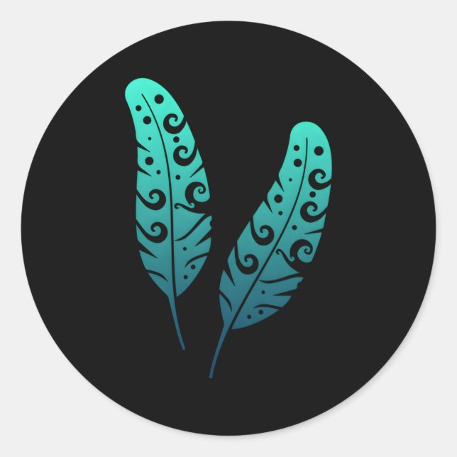 Polynesia Maori Feather Tribal Tattoo New Zealand Classic Round Sticker (Front)