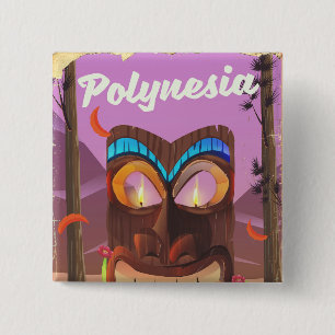Polynesia Tiki mask 15 Cm Square Badge