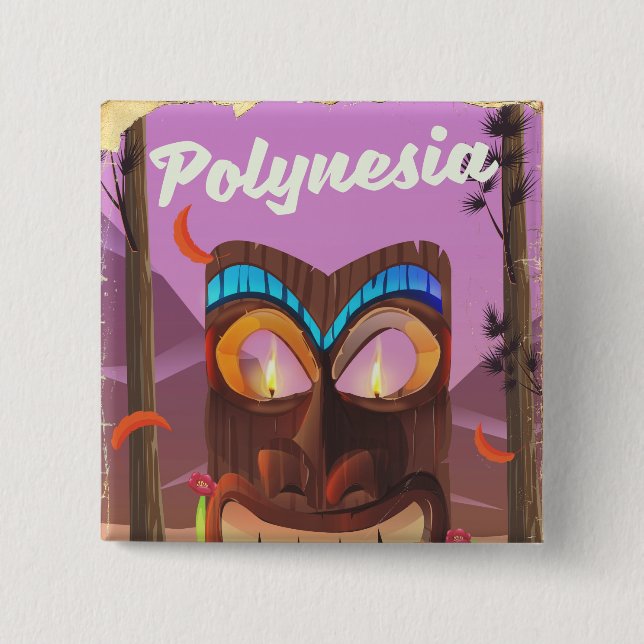 Polynesia Tiki mask 15 Cm Square Badge (Front)