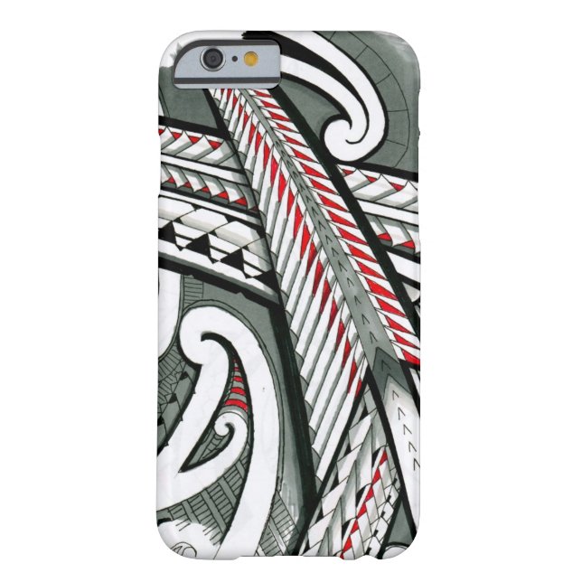 polynesian art red grey tattoo design island hawai Case-Mate iPhone case (Back)