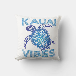 Polynesian Blue Tribal Sea Turtle Kauai Vibes Copy Cushion