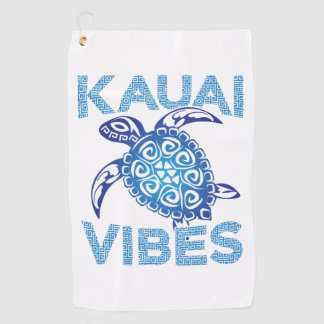 Polynesian Blue Tribal Sea Turtle Kauai Vibes Golf Towel