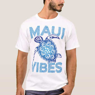 Polynesian Blue Tribal Sea Turtle Maui Vibes T-Shirt