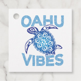 Polynesian Blue Tribal Sea Turtle Oahu Vibes Favour Tags