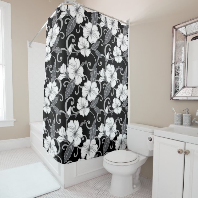 POLYNESIAN DREAM (BLACK) SHOWER CURTAIN (In Situ)